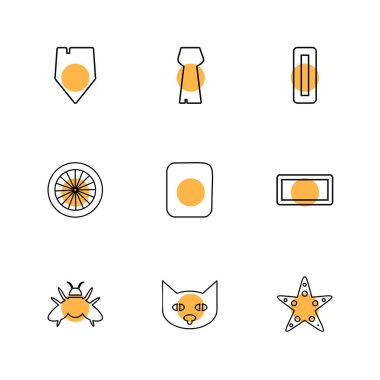 Beyaz arka plan üzerinde renkli daireler ile minimalist düz vektör app simgeleri