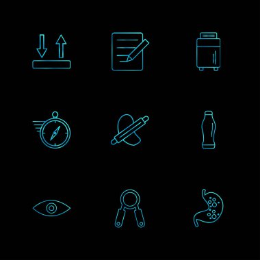 siyah arka plan, grafik rozetleri ayarla basit düz app simgelerin vektör çizim