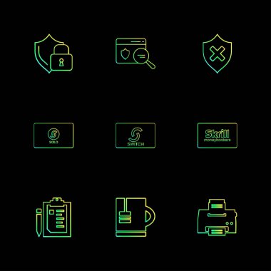minimalist düz vektör app simgeler siyah arka plan üzerine 
