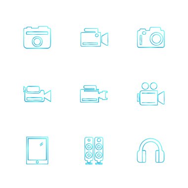 beyaz zemin üzerine minimalist düz vektör app simge kümesi