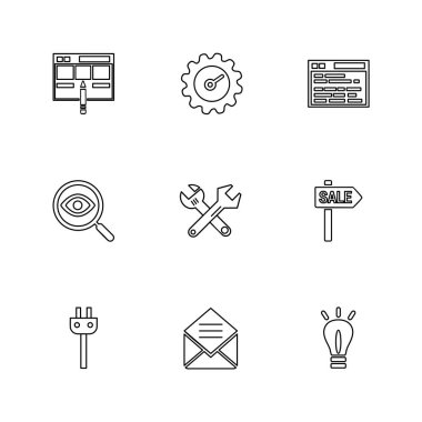 minimalist düz vektör app simgeleri beyaz arka plan üzerinde 