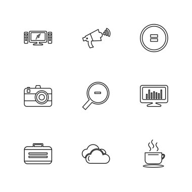 beyaz zemin üzerine minimalist düz vektör app simge kümesi