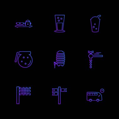 farklı minimalist düz vektör app simgeler siyah arka plan üzerine