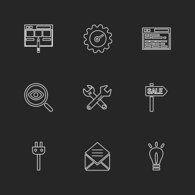 farklı minimalist düz vektör app simgeler siyah arka plan üzerine