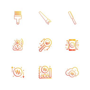 Beyaz arka plan üzerinde farklı minimalist düz vektör app simgeleri