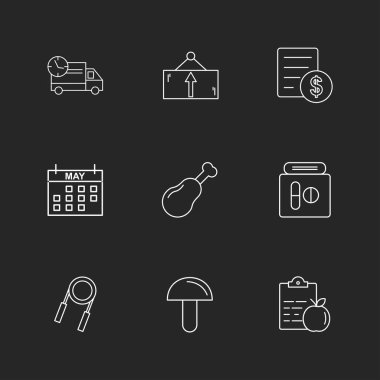 farklı minimalist düz vektör app simgeler siyah arka plan üzerine