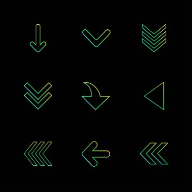 minimalist düz vektör app simgeler siyah arka plan üzerine