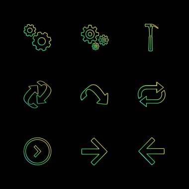 farklı minimalist düz vektör app simgeler siyah arka plan üzerine