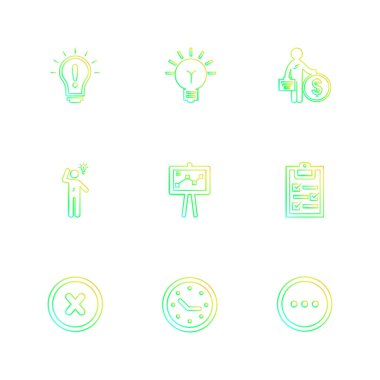 Beyaz arka plan üzerinde farklı minimalist düz vektör app simgeleri