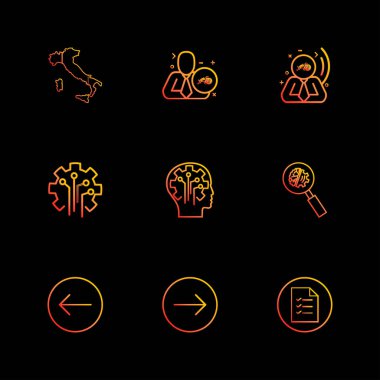 farklı minimalist düz vektör app simgeler siyah arka plan üzerine