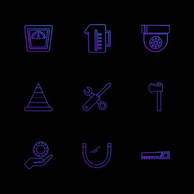 farklı minimalist düz vektör app simgeler siyah arka plan üzerine