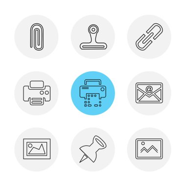 Beyaz arka plan üzerinde farklı minimalist düz vektör app simgeleri