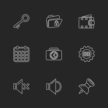 farklı minimalist düz vektör app simgeler siyah arka plan üzerine