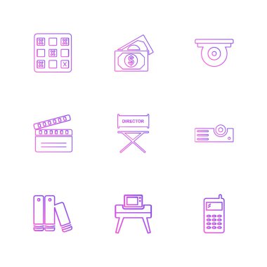 Beyaz arka plan üzerinde farklı minimalist düz vektör app simgeleri