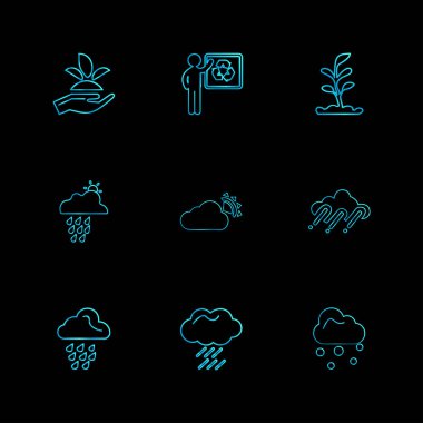 farklı minimalist düz vektör app simgeler siyah arka plan üzerine