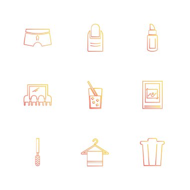 Beyaz arka plan üzerinde farklı minimalist düz vektör app simgeleri