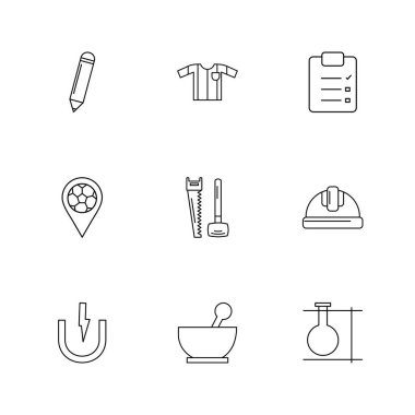 Beyaz arka plan üzerinde izole minimalist düz vektör app simgeleri