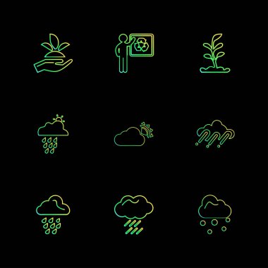 farklı minimalist düz vektör app simgeler siyah arka plan üzerine