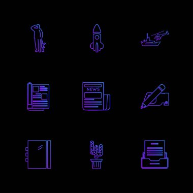 minimalist düz vektör app simgeler siyah arka plan üzerine