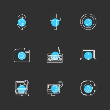 siyah arka plan üzerine minimalist düz app simgeleri