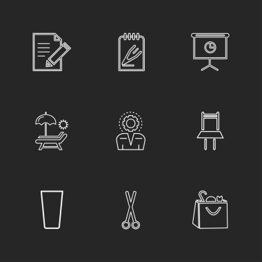 farklı minimalist düz vektör app simgeler siyah arka plan üzerine