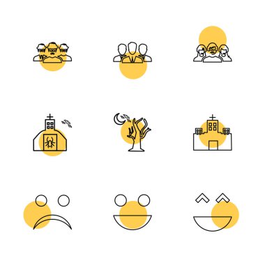 Beyaz arka plan üzerinde farklı minimalist düz vektör app simgeleri