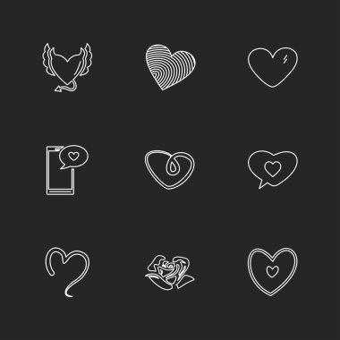 farklı minimalist düz vektör app simgeler siyah arka plan üzerine