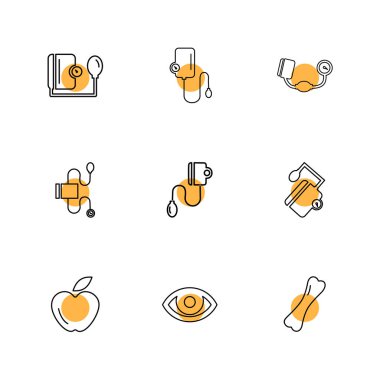 Beyaz arka plan üzerinde farklı minimalist düz vektör app simgeleri