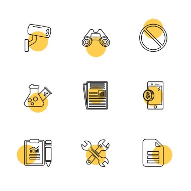 beyaz zemin üzerine minimalist düz vektör app simge kümesi