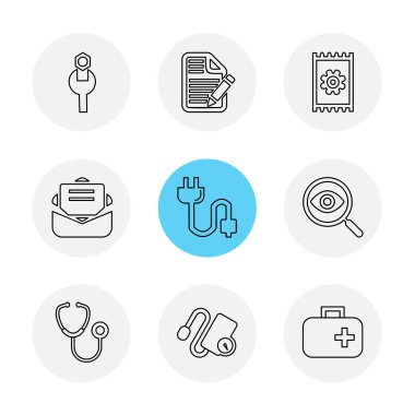 Beyaz arka plan üzerinde farklı minimalist düz vektör app simgeleri