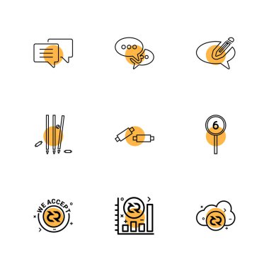 Beyaz arka plan üzerinde farklı minimalist düz vektör app simgeleri