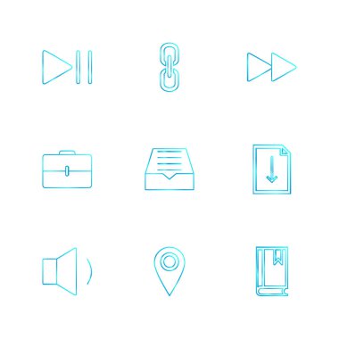 Beyaz arka plan üzerinde farklı minimalist düz vektör app simgeleri