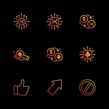 minimalist düz vektör app simgeler siyah arka plan üzerine