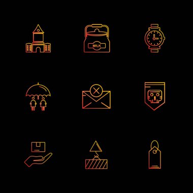 farklı minimalist düz vektör app simgeler siyah arka plan üzerine