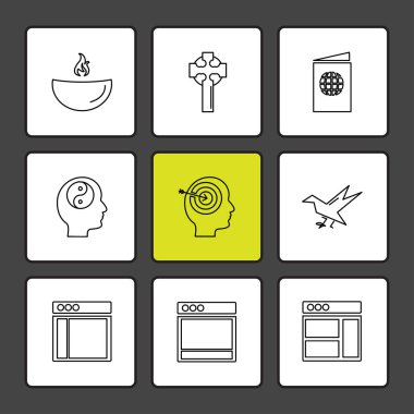 farklı minimalist düz vektör app simgeler siyah arka plan üzerine