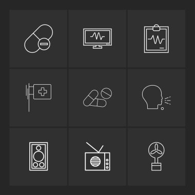farklı minimalist düz vektör app simgeler siyah arka plan üzerine