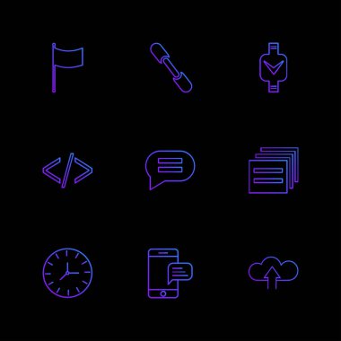 farklı minimalist düz vektör app simgeler siyah arka plan üzerine