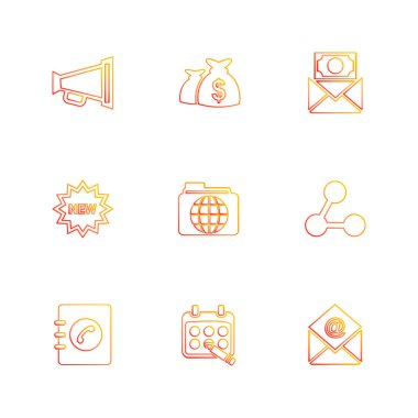 Beyaz arka plan üzerinde farklı minimalist düz vektör app simgeleri