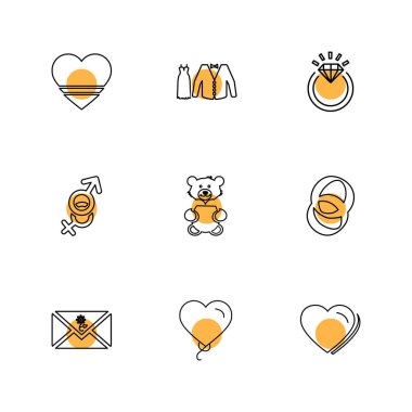 Beyaz arka plan üzerinde farklı minimalist düz vektör app simgeleri