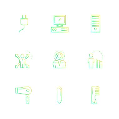 beyaz zemin üzerine minimalist düz vektör app simge kümesi