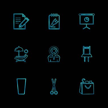 minimalist düz vektör app simgeler siyah arka plan üzerine 
