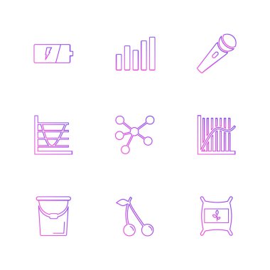 Beyaz arka plan üzerinde farklı minimalist düz vektör app simgeleri