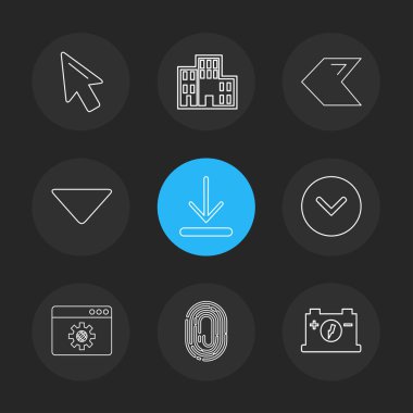 farklı minimalist düz vektör app simgeler siyah arka plan üzerine
