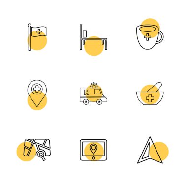 Beyaz arka plan üzerinde farklı minimalist düz vektör app simgeleri