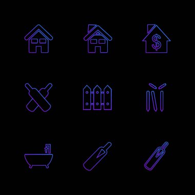 farklı minimalist düz vektör app simgeler siyah arka plan üzerine