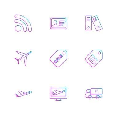 Beyaz arka plan üzerinde farklı minimalist düz vektör app simgeleri