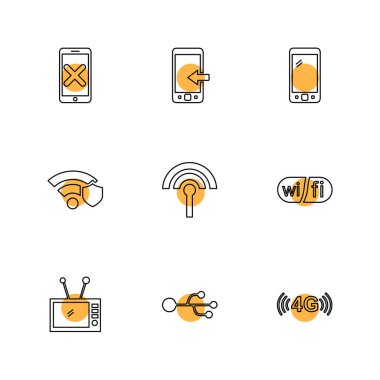 Beyaz arka plan üzerinde farklı minimalist düz vektör app simgeleri