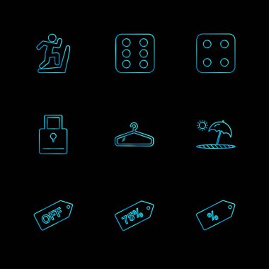 minimalist düz vektör app simgeler siyah arka plan üzerine