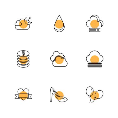 Beyaz arka plan üzerinde renkli daireler ile minimalist düz vektör app simgeleri