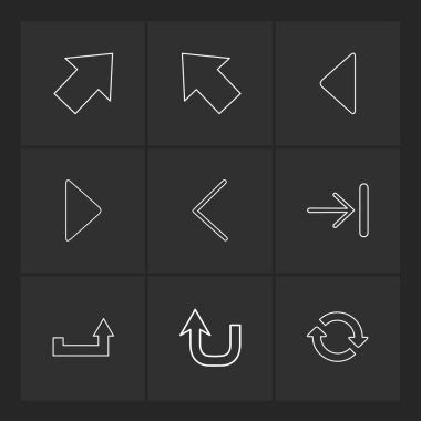 siyah arka plan ve basit düz app simgeler, vektör çizim set